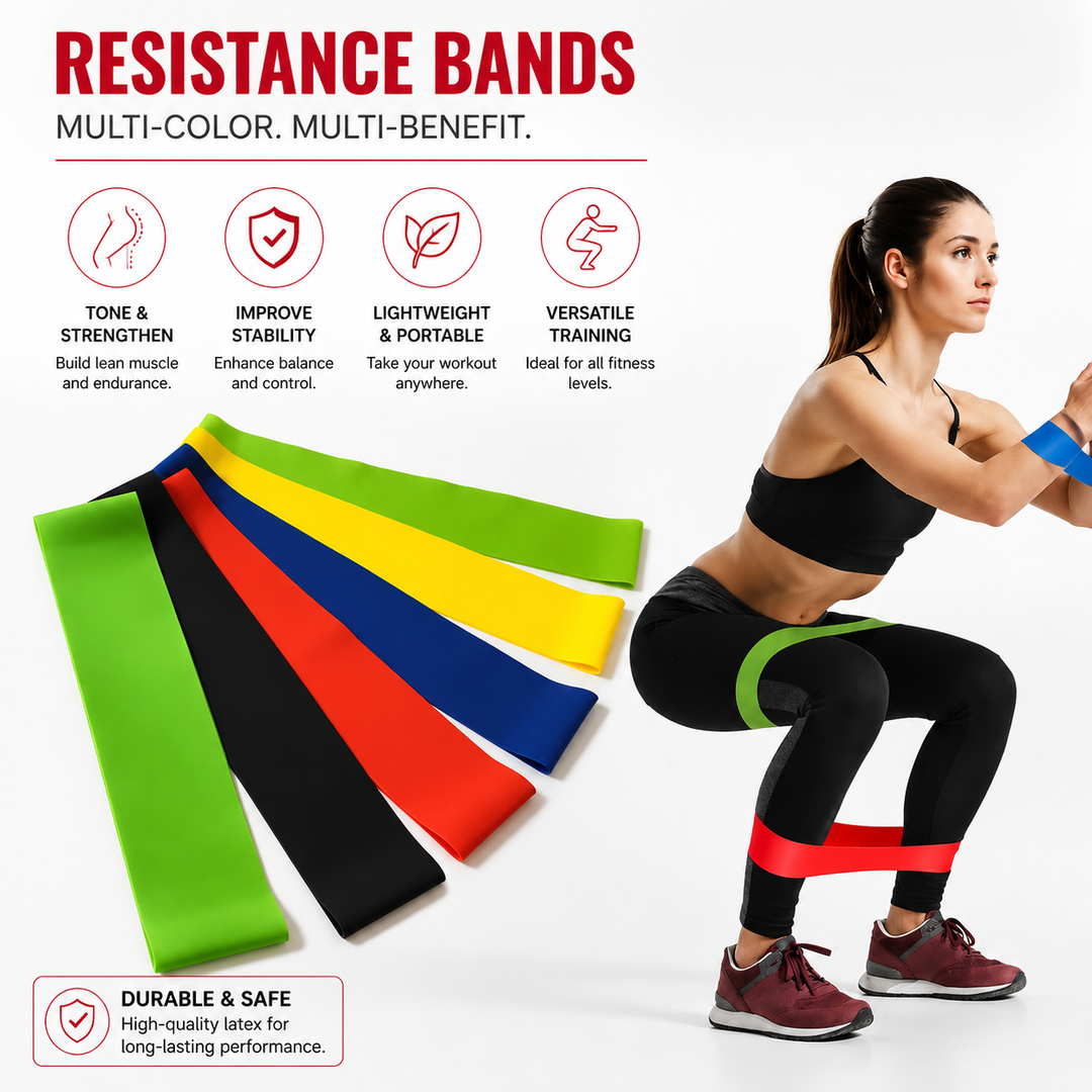 Premium Resistance Bands Set 5 Levels Yoga Fitness Bands Natural Latex Elastic Training Bands Full Body Workout Pilates Strength Training Home Gym Travel Use