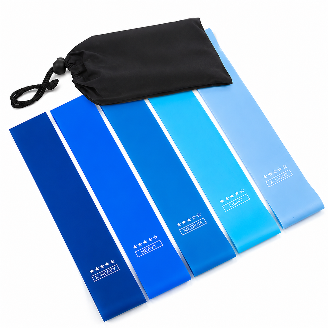 Premium Resistance Bands Set 5 Levels Yoga Fitness Bands Natural Latex Elastic Training Bands Full Body Workout Pilates Strength Training Home Gym Travel Use