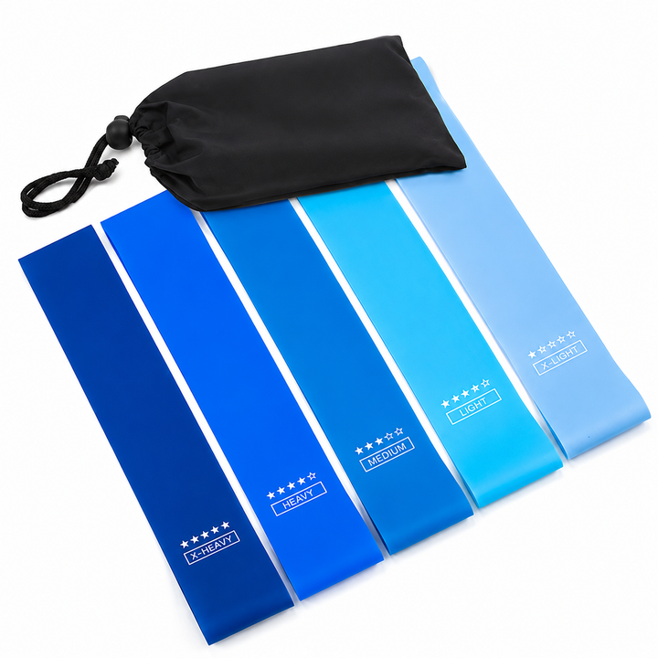Premium Resistance Bands Set 5 Levels Yoga Fitness Bands Natural Latex Elastic Training Bands Full Body Workout Pilates Strength Training Home Gym Travel Use