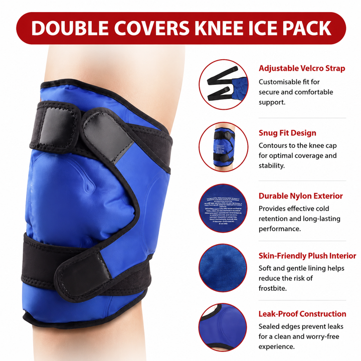Premium Reusable Knee Ice Pack Wrap Hot Cold Therapy Gel Knee Support for Sprains Injuries Full Coverage Adjustable Straps Recovery Tool Use