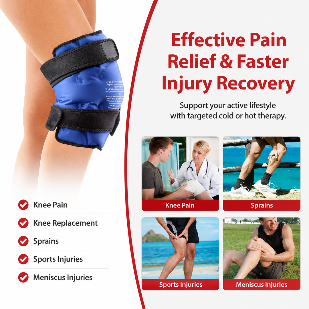 Premium Reusable Knee Ice Pack Wrap Hot Cold Therapy Gel Knee Support for Sprains Injuries Full Coverage Adjustable Straps Recovery Tool Use