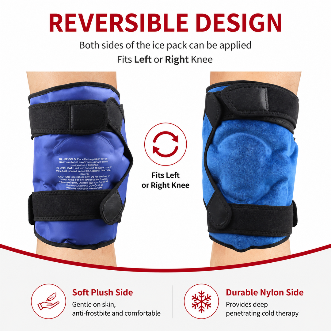Premium Reusable Knee Ice Pack Wrap Hot Cold Therapy Gel Knee Support for Sprains Injuries Full Coverage Adjustable Straps Recovery Tool Use