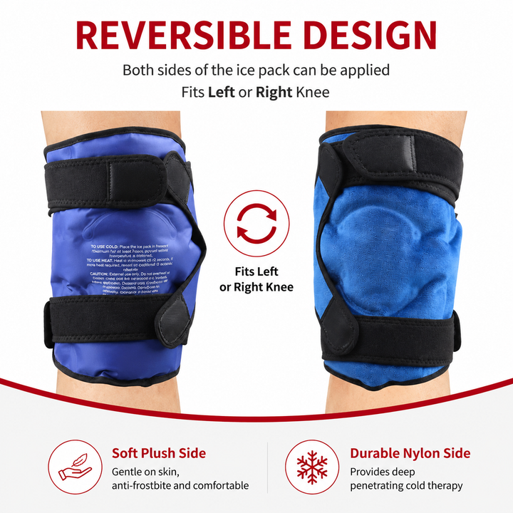 Premium Reusable Knee Ice Pack Wrap Hot Cold Therapy Gel Knee Support for Sprains Injuries Full Coverage Adjustable Straps Recovery Tool Use