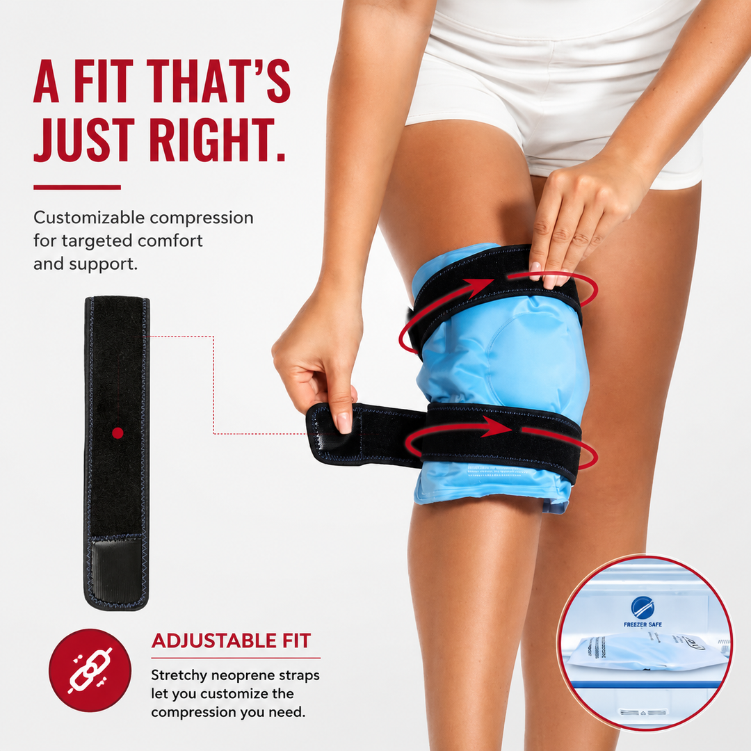 Premium Reusable Knee Ice Pack Wrap Hot Cold Therapy Gel Knee Support for Sprains Injuries Full Coverage Adjustable Straps Recovery Tool Use