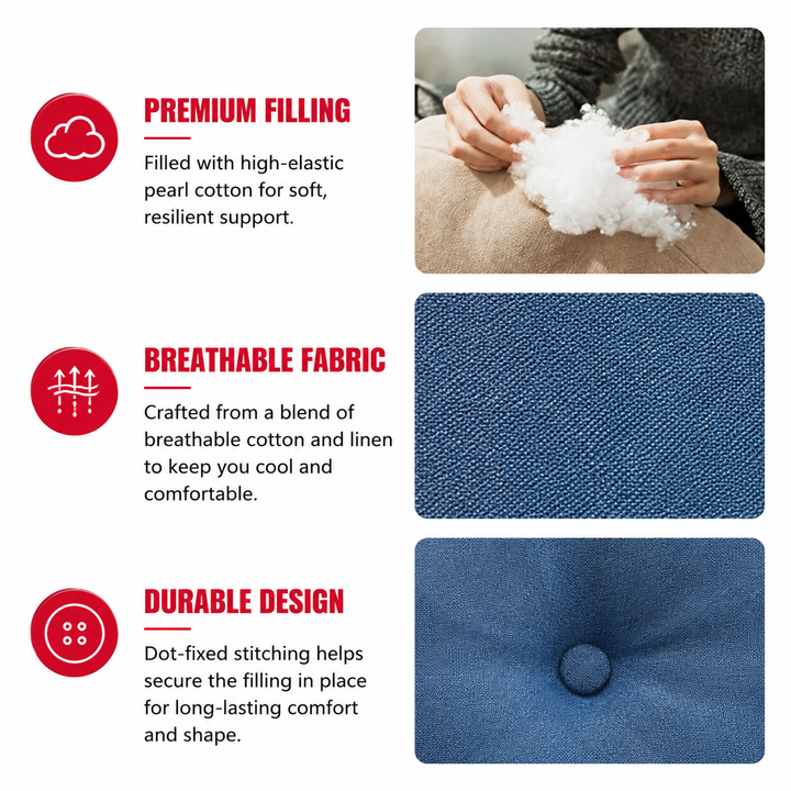 Premium Round Floor Seat Cushion Soft Tatami Meditation Yoga Pad Breathable Cotton Linen Comfortable Sitting Long Hours Living Room Office Travel Use