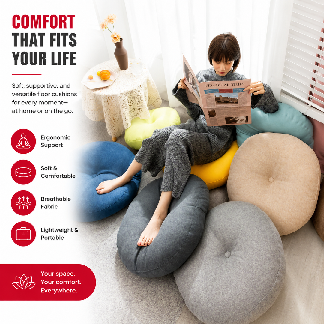 Premium Round Floor Seat Cushion Soft Tatami Meditation Yoga Pad Breathable Cotton Linen Comfortable Sitting Long Hours Living Room Office Travel Use