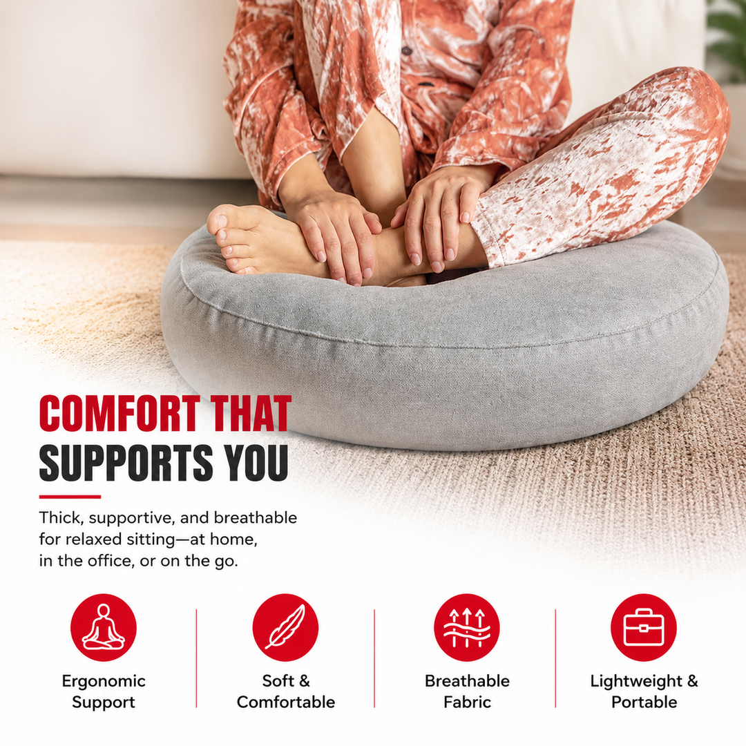 Premium Round Floor Seat Cushion Soft Tatami Meditation Yoga Pad Breathable Cotton Linen Comfortable Sitting Long Hours Living Room Office Travel Use