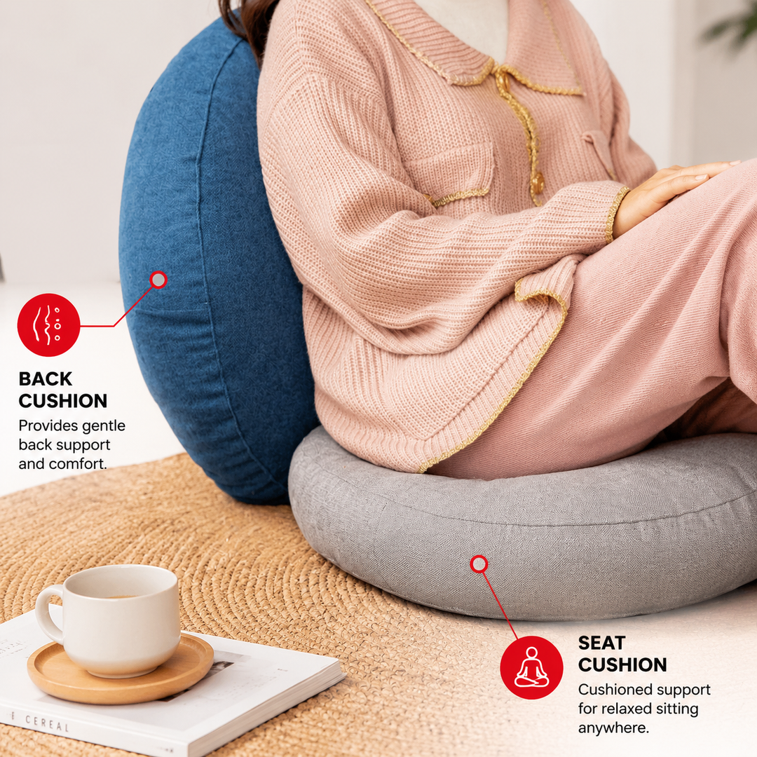 Premium Round Floor Seat Cushion Soft Tatami Meditation Yoga Pad Breathable Cotton Linen Comfortable Sitting Long Hours Living Room Office Travel Use