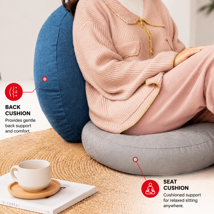 Premium Round Floor Seat Cushion Soft Tatami Meditation Yoga Pad Breathable Cotton Linen Comfortable Sitting Long Hours Living Room Office Travel Use