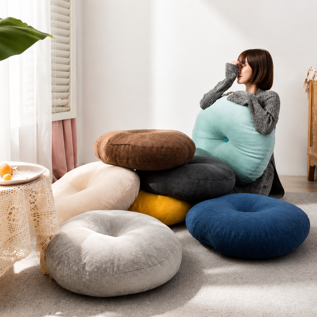Premium Round Floor Seat Cushion Soft Tatami Meditation Yoga Pad Breathable Cotton Linen Comfortable Sitting Long Hours Living Room Office Travel Use