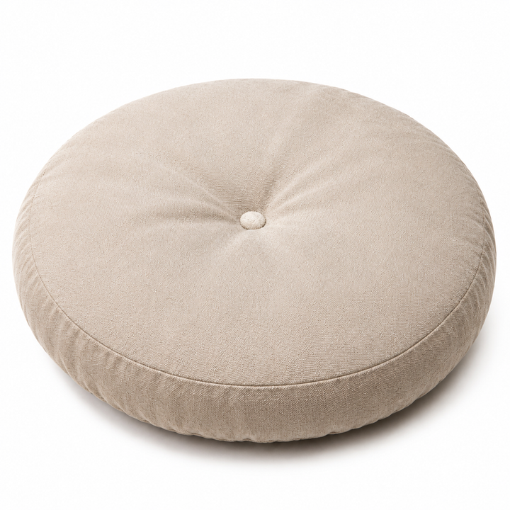 Premium Round Floor Seat Cushion Soft Tatami Meditation Yoga Pad Breathable Cotton Linen Comfortable Sitting Long Hours Living Room Office Travel Use