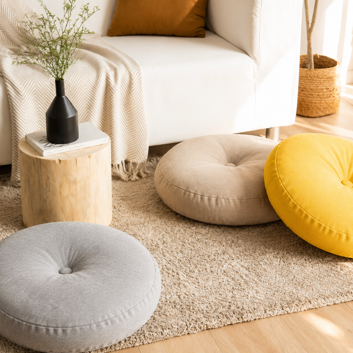 Premium Round Floor Seat Cushion Soft Tatami Meditation Yoga Pad Breathable Cotton Linen Comfortable Sitting Long Hours Living Room Office Travel Use