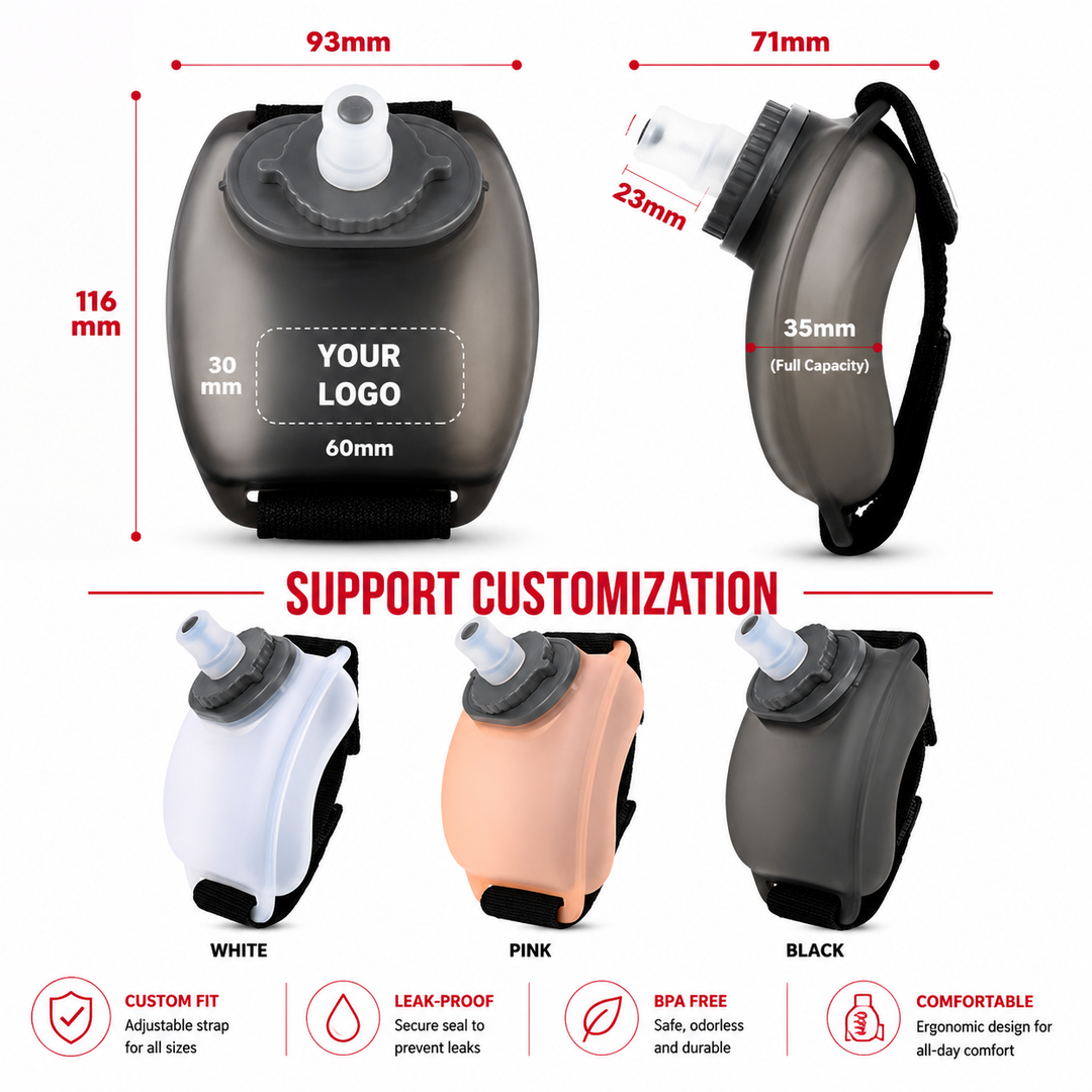 Premium Running Wrist Water Bottle Holder Soft Flask Hydration Pack Adjustable Strap Leakproof BPA-Free Portable for Marathon Cycling Travel Daily Use