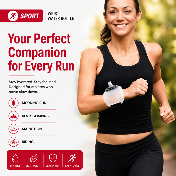 Premium Running Wrist Water Bottle Holder Soft Flask Hydration Pack Adjustable Strap Leakproof BPA-Free Portable for Marathon Cycling Travel Daily Use
