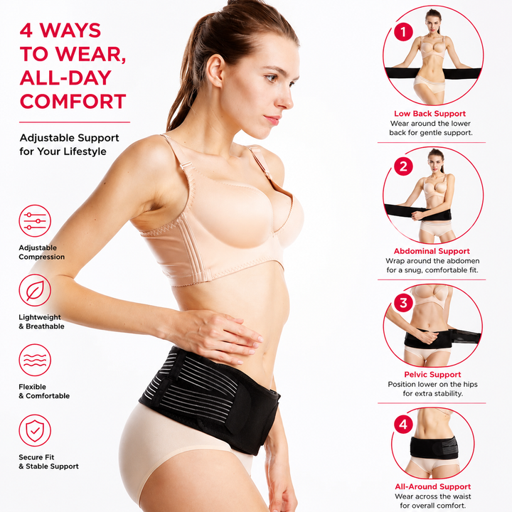 Premium SI Belt Adjustable Sacroiliac Hip Brace Pelvic Support Belt Lumbar Hip Support 76–114cm Compression Belt Home Work Daily Use Comfort