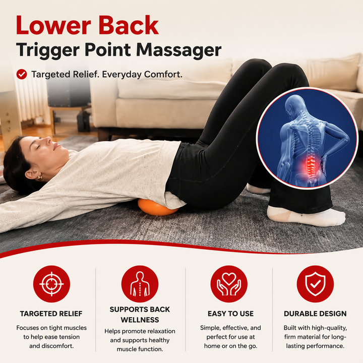 Premium Sciatica Massager Deep Tissue Myofascial Release Hip Lower Back Trigger Point Tool Glute SI Joint Pelvic Psoas Pain Relief Portable Muscle Support