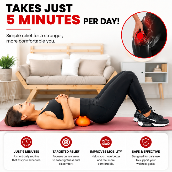 Premium Sciatica Massager Deep Tissue Myofascial Release Hip Lower Back Trigger Point Tool Glute SI Joint Pelvic Psoas Pain Relief Portable Muscle Support