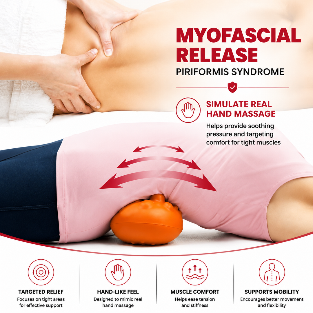Premium Sciatica Massager Deep Tissue Myofascial Release Hip Lower Back Trigger Point Tool Glute SI Joint Pelvic Psoas Pain Relief Portable Muscle Support