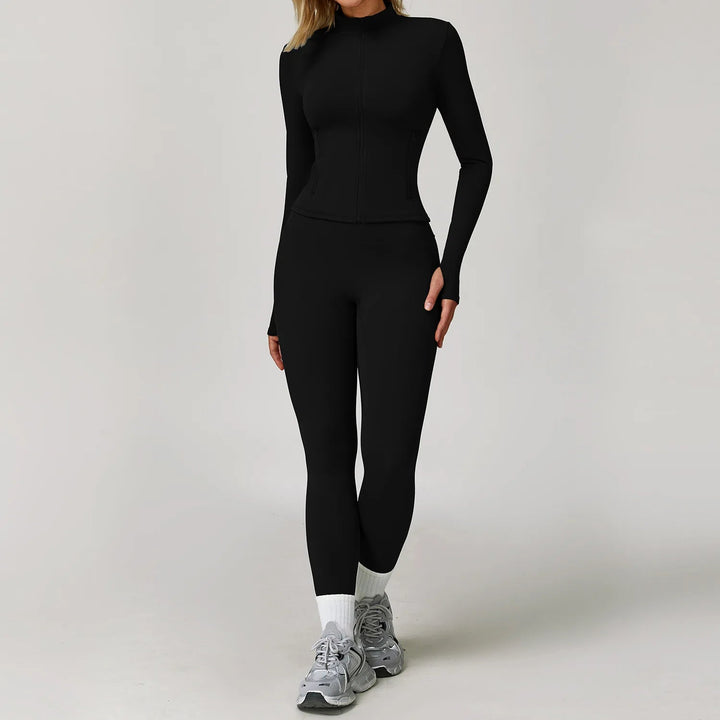 Premium Seamless Yoga Set for Women Long Sleeve Sports Bra and Leggings Workout Set Breathable Stretch Activewear Compression Fit Gym Training Outfit