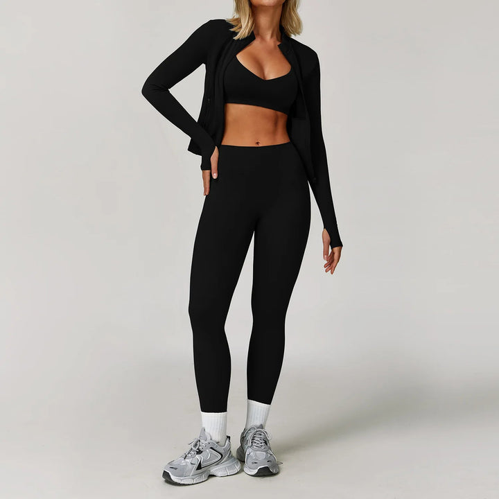 Premium Seamless Yoga Set for Women Long Sleeve Sports Bra and Leggings Workout Set Breathable Stretch Activewear Compression Fit Gym Training Outfit