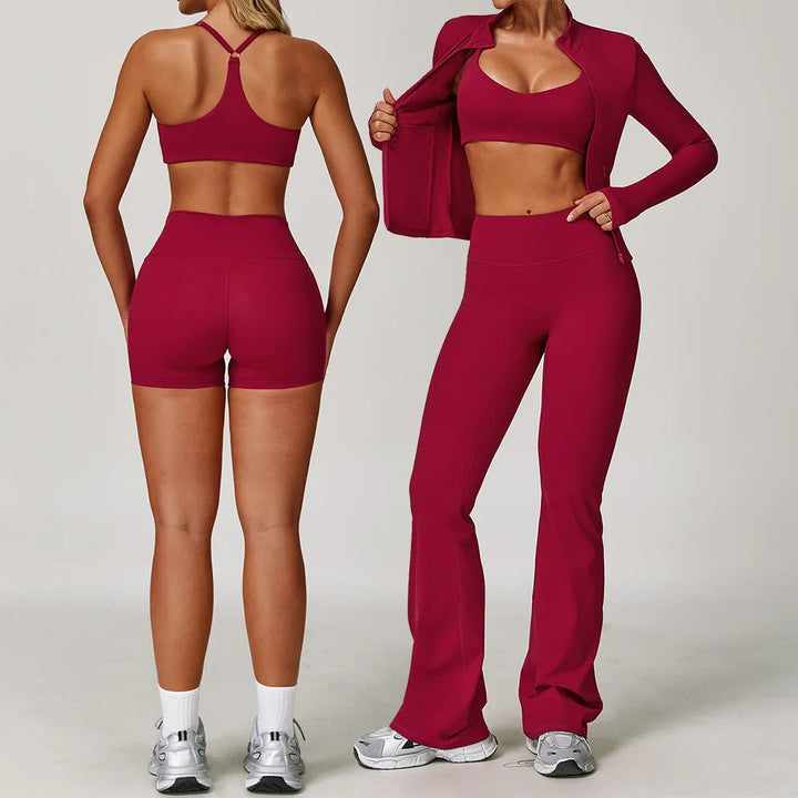 Premium Seamless Yoga Set for Women Long Sleeve Sports Bra and Leggings Workout Set Breathable Stretch Activewear Compression Fit Gym Training Outfit