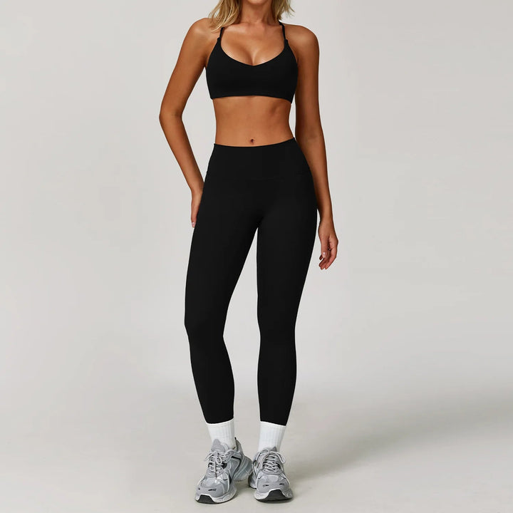 Premium Seamless Yoga Set for Women Long Sleeve Sports Bra and Leggings Workout Set Breathable Stretch Activewear Compression Fit Gym Training Outfit