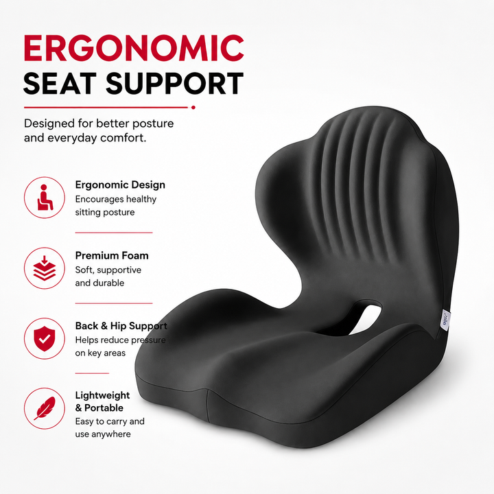 Premium Seat Cushion with Back Support Memory Foam Ergonomic Office Chair Cushion Lumbar Support Posture Correction Tailbone Relief Cushion for Office Car Home Use