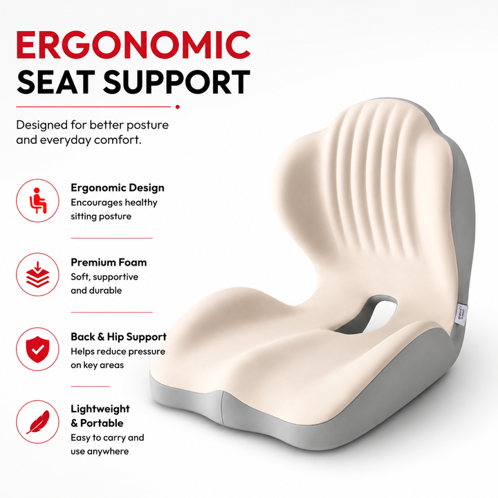 Premium Seat Cushion with Back Support Memory Foam Ergonomic Office Chair Cushion Lumbar Support Posture Correction Tailbone Relief Cushion for Office Car Home Use