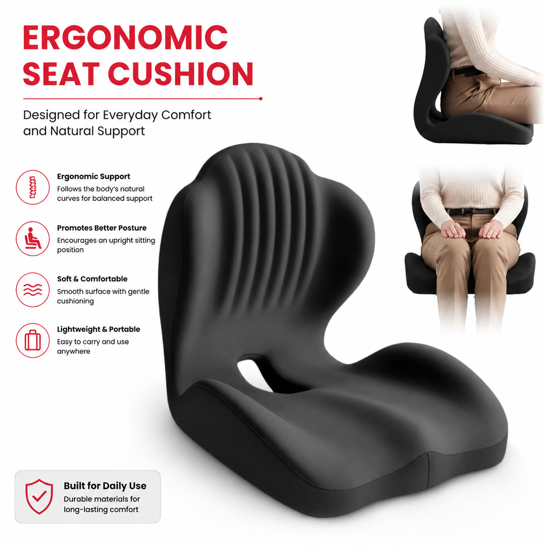 Premium Seat Cushion with Back Support Memory Foam Ergonomic Office Chair Cushion Lumbar Support Posture Correction Tailbone Relief Cushion for Office Car Home Use