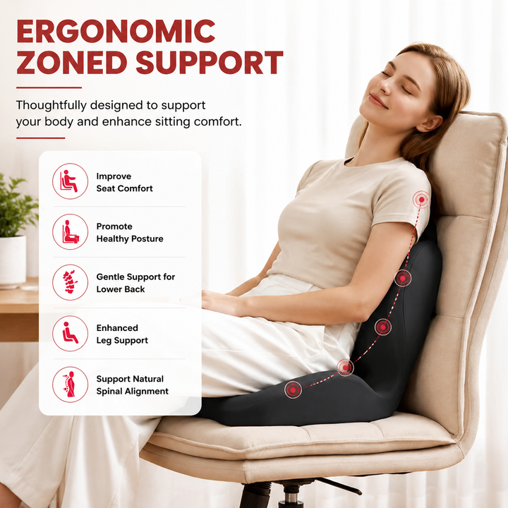 Premium Seat Cushion with Back Support Memory Foam Ergonomic Office Chair Cushion Lumbar Support Posture Correction Tailbone Relief Cushion for Office Car Home Use