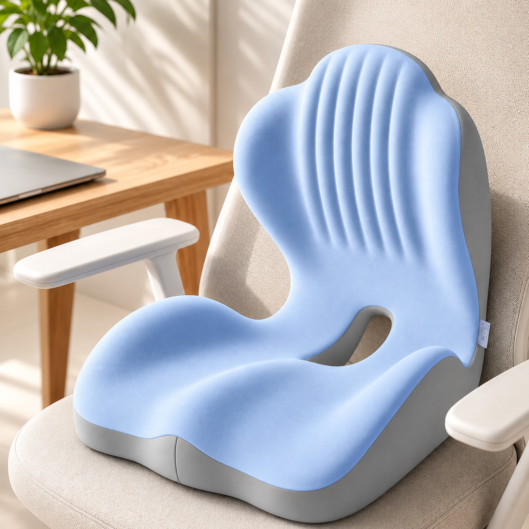 Premium Seat Cushion with Back Support Memory Foam Ergonomic Office Chair Cushion Lumbar Support Posture Correction Tailbone Relief Cushion for Office Car Home Use