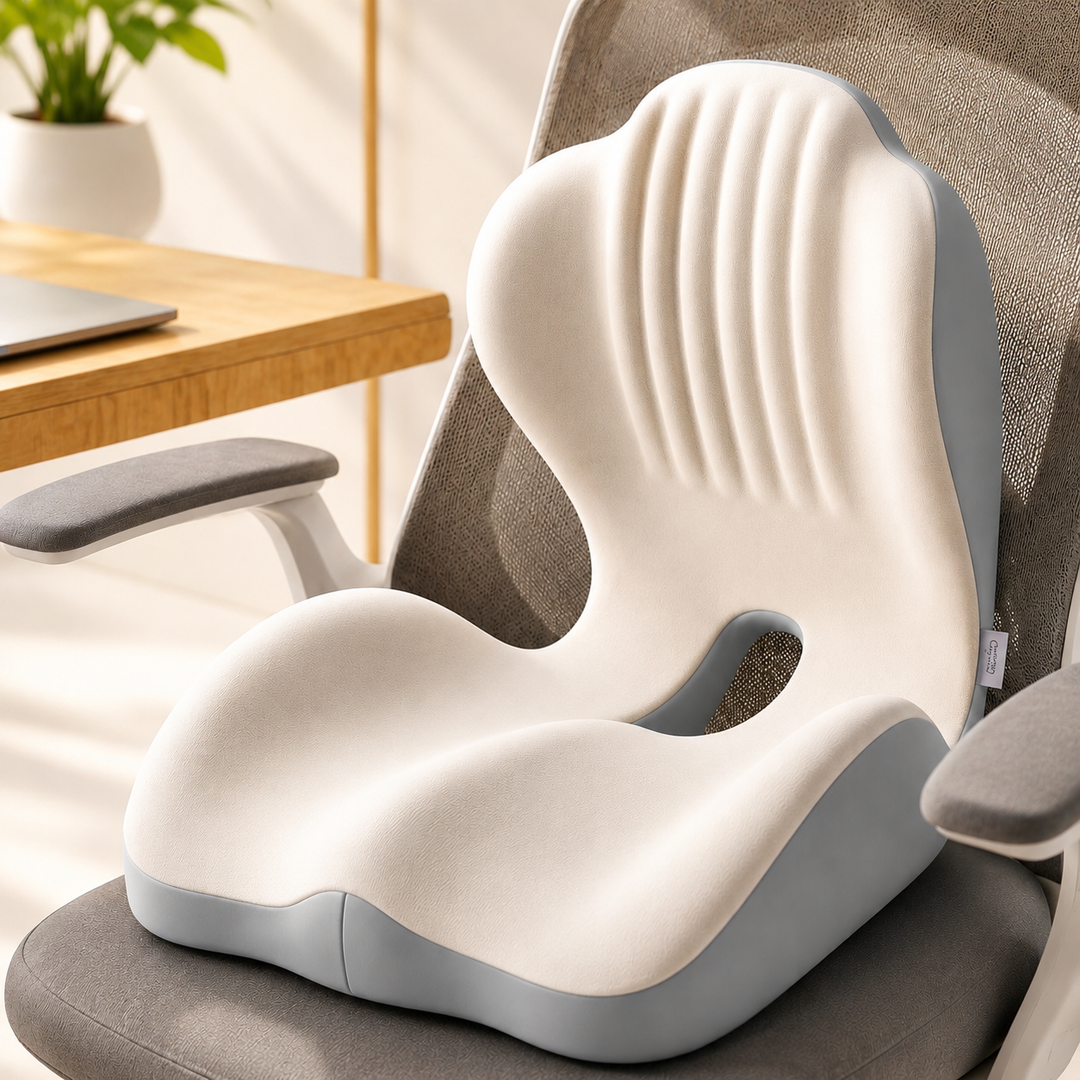 Premium Seat Cushion with Back Support Memory Foam Ergonomic Office Chair Cushion Lumbar Support Posture Correction Tailbone Relief Cushion for Office Car Home Use