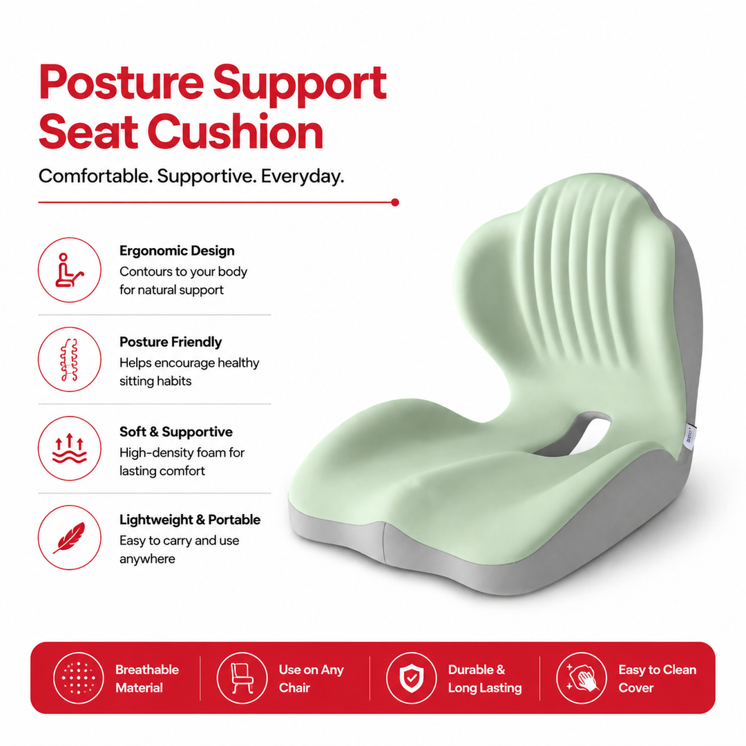 Premium Seat Cushion with Back Support Memory Foam Ergonomic Office Chair Cushion Lumbar Support Posture Correction Tailbone Relief Cushion for Office Car Home Use