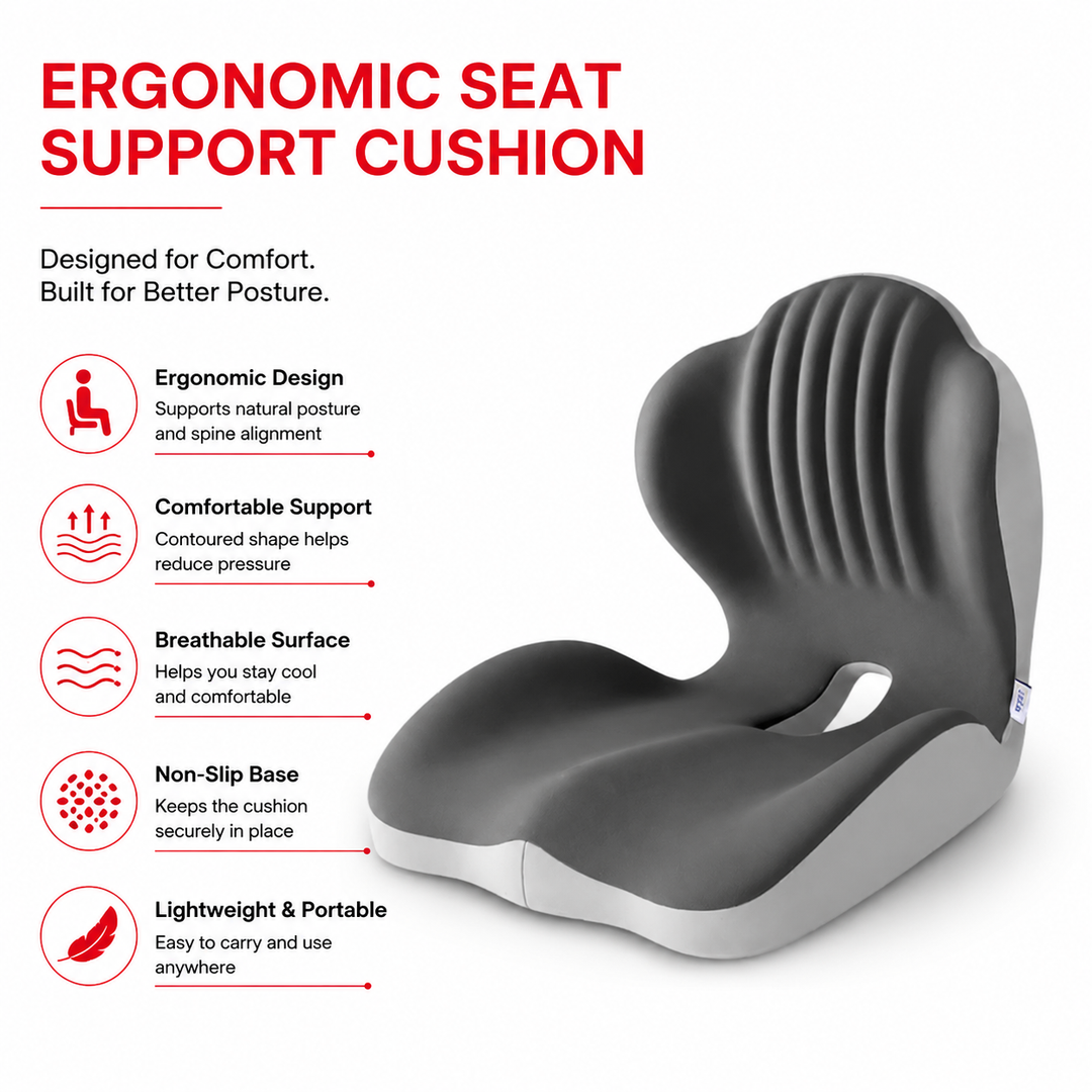 Premium Seat Cushion with Back Support Memory Foam Ergonomic Office Chair Cushion Lumbar Support Posture Correction Tailbone Relief Cushion for Office Car Home Use