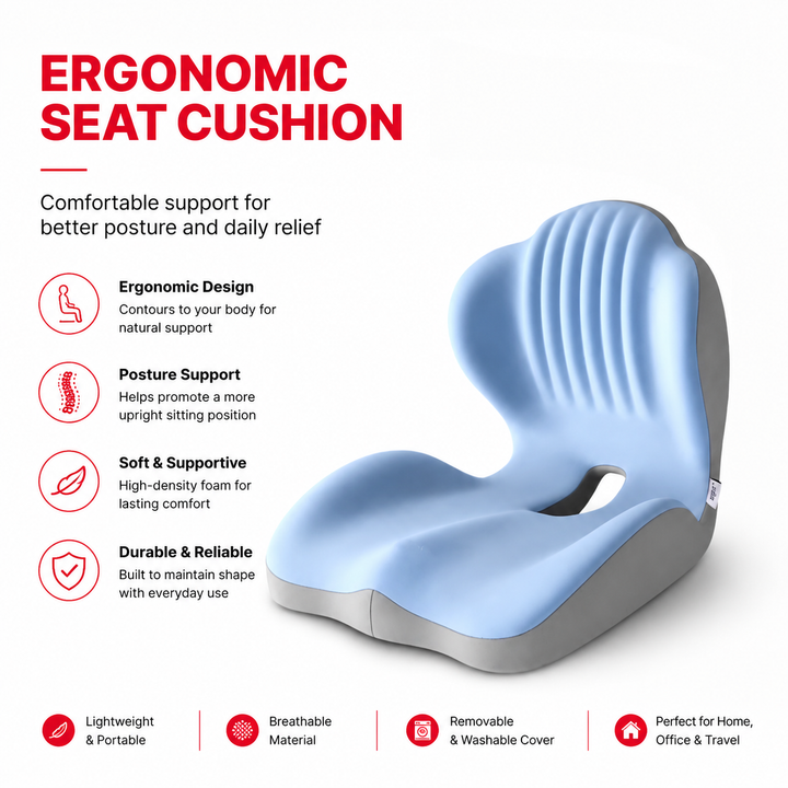 Premium Seat Cushion with Back Support Memory Foam Ergonomic Office Chair Cushion Lumbar Support Posture Correction Tailbone Relief Cushion for Office Car Home Use
