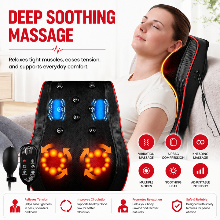 Premium Shiatsu Back Massager Pillow 3D Kneading Neck and Shoulder Massager with Heat Full Back Massage Cushion for Neck Back Waist Relaxation