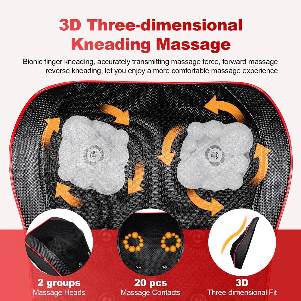 Premium Shiatsu Back Massager Pillow 3D Kneading Neck and Shoulder Massager with Heat Full Back Massage Cushion for Neck Back Waist Relaxation