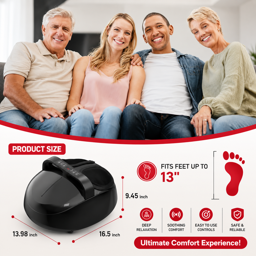 Premium Shiatsu Foot Massager Machine Heat Air Compression Electric Foot Massage Device Deep Kneading Pain Relief Home Use Relaxation Therapy