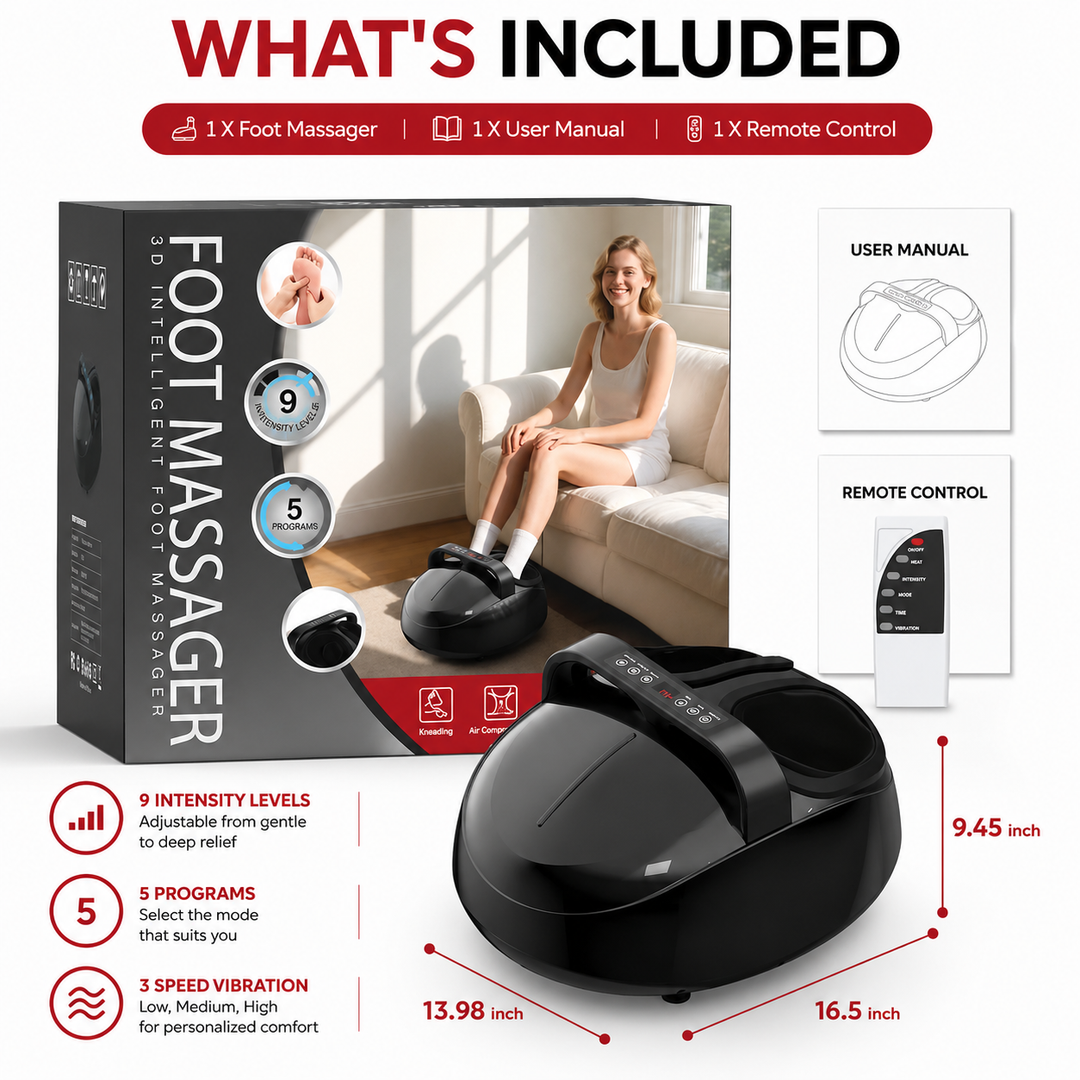Premium Shiatsu Foot Massager Machine Heat Air Compression Electric Foot Massage Device Deep Kneading Pain Relief Home Use Relaxation Therapy