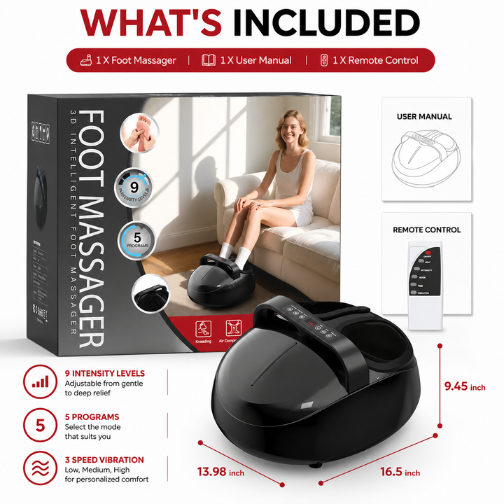 Premium Shiatsu Foot Massager Machine Heat Air Compression Electric Foot Massage Device Deep Kneading Pain Relief Home Use Relaxation Therapy