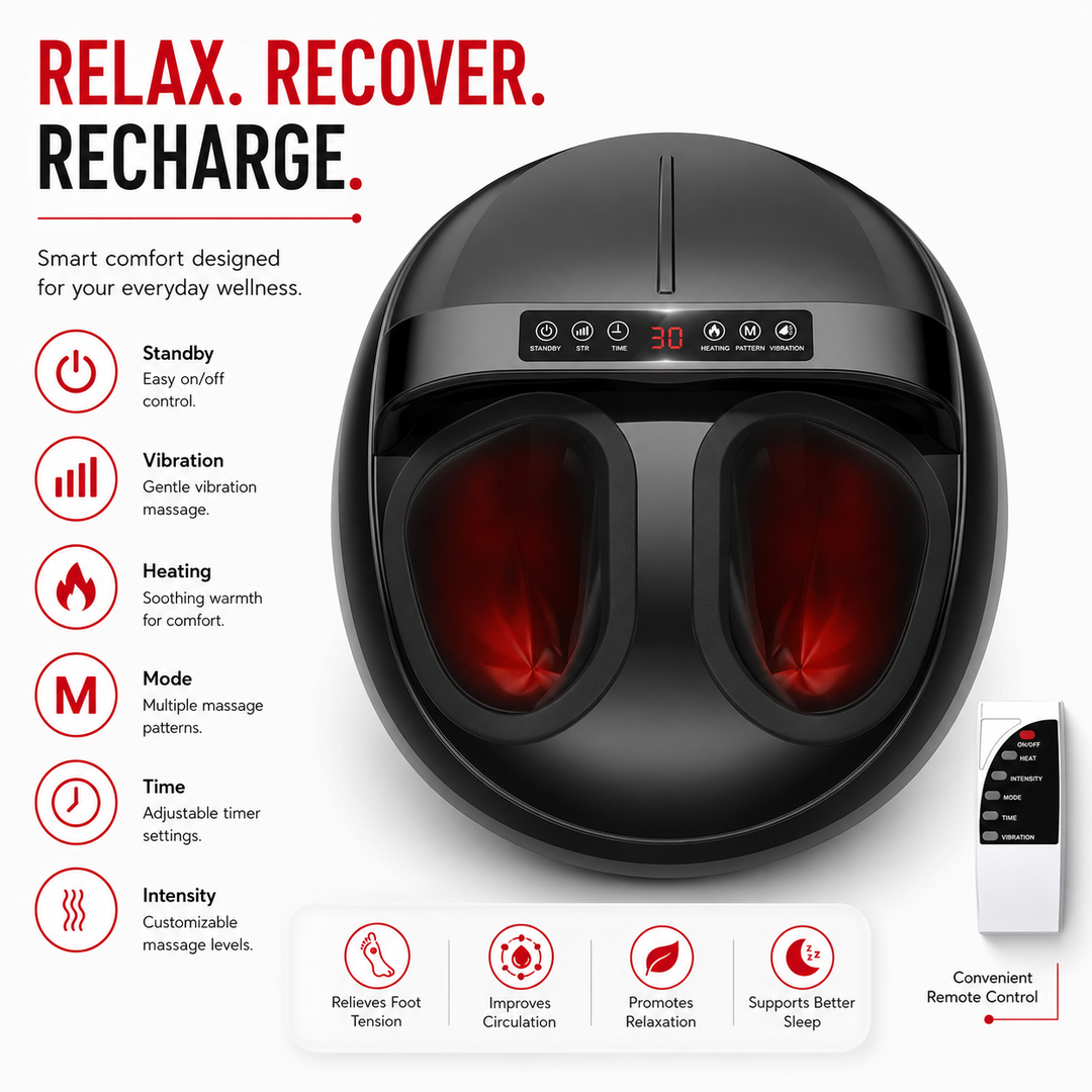 Premium Shiatsu Foot Massager Machine Heat Air Compression Electric Foot Massage Device Deep Kneading Pain Relief Home Use Relaxation Therapy