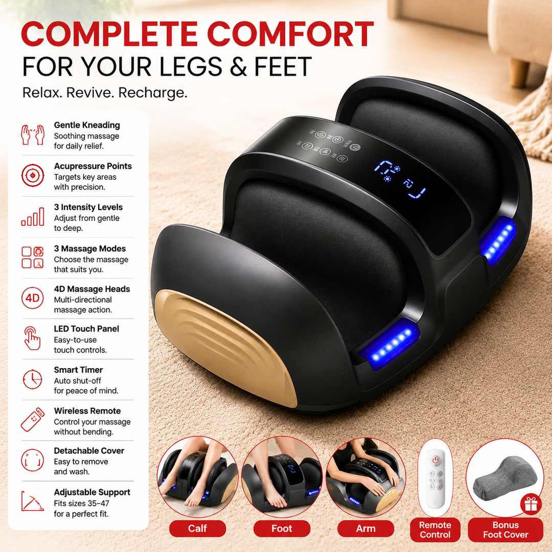 Premium Shiatsu Foot Massager with Heat Deep Tissue Kneading Foot and Calf Massager Machine for Circulation Support Muscle Recovery Electric DevicePro