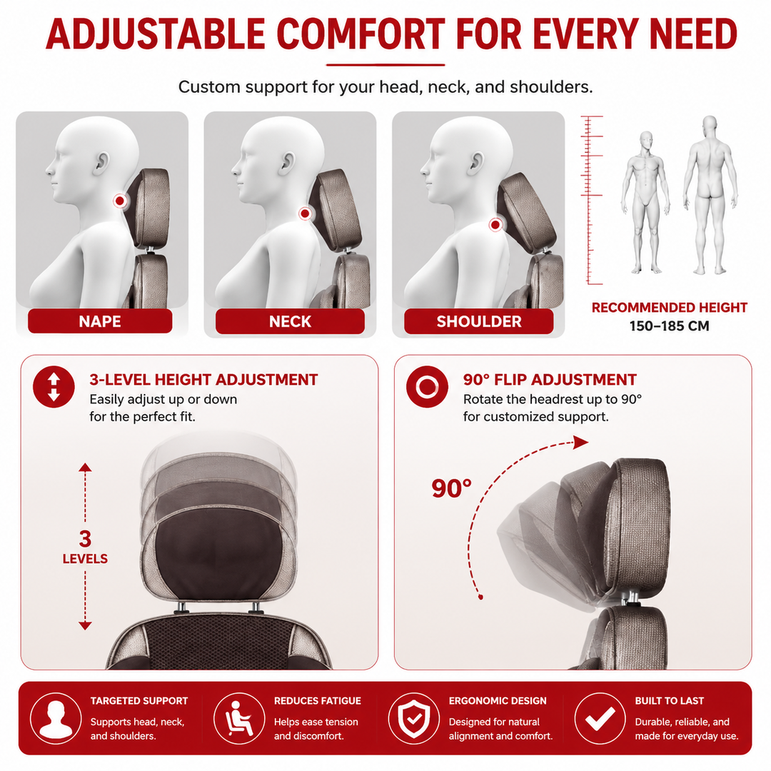 Premium Shiatsu Neck Back Massager Pillow Electric Cushion Infrared Heat 18 Rollers 3 Speed Kneading Portable for Home Office Car Travel Daily Use