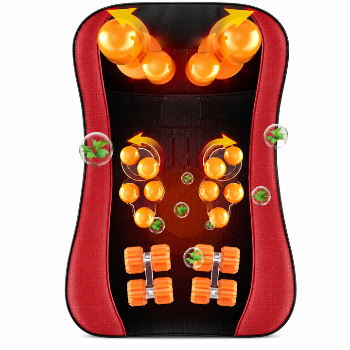 Premium Shiatsu Neck Back Massager Pillow Electric Cushion Infrared Heat 18 Rollers 3 Speed Kneading Portable for Home Office Car Travel Daily Use