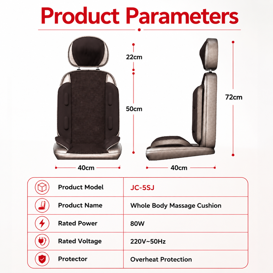 Premium Shiatsu Neck Back Massager Pillow Electric Cushion Infrared Heat 18 Rollers 3 Speed Kneading Portable for Home Office Car Travel Daily Use
