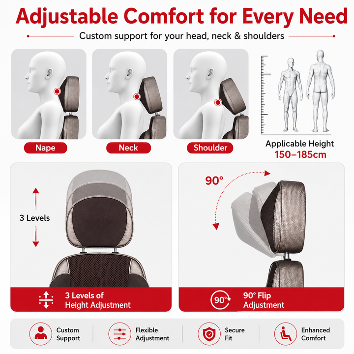 Premium Shiatsu Neck Back Massager Pillow Electric Massage Cushion Infrared Heat Deep Kneading 3 Speed Adjustable Car Home Use Relaxation Device