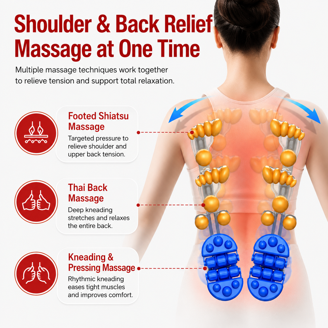 Premium Shiatsu Neck Back Massager Pillow Electric Massage Cushion Infrared Heat Deep Kneading 3 Speed Adjustable Car Home Use Relaxation Device