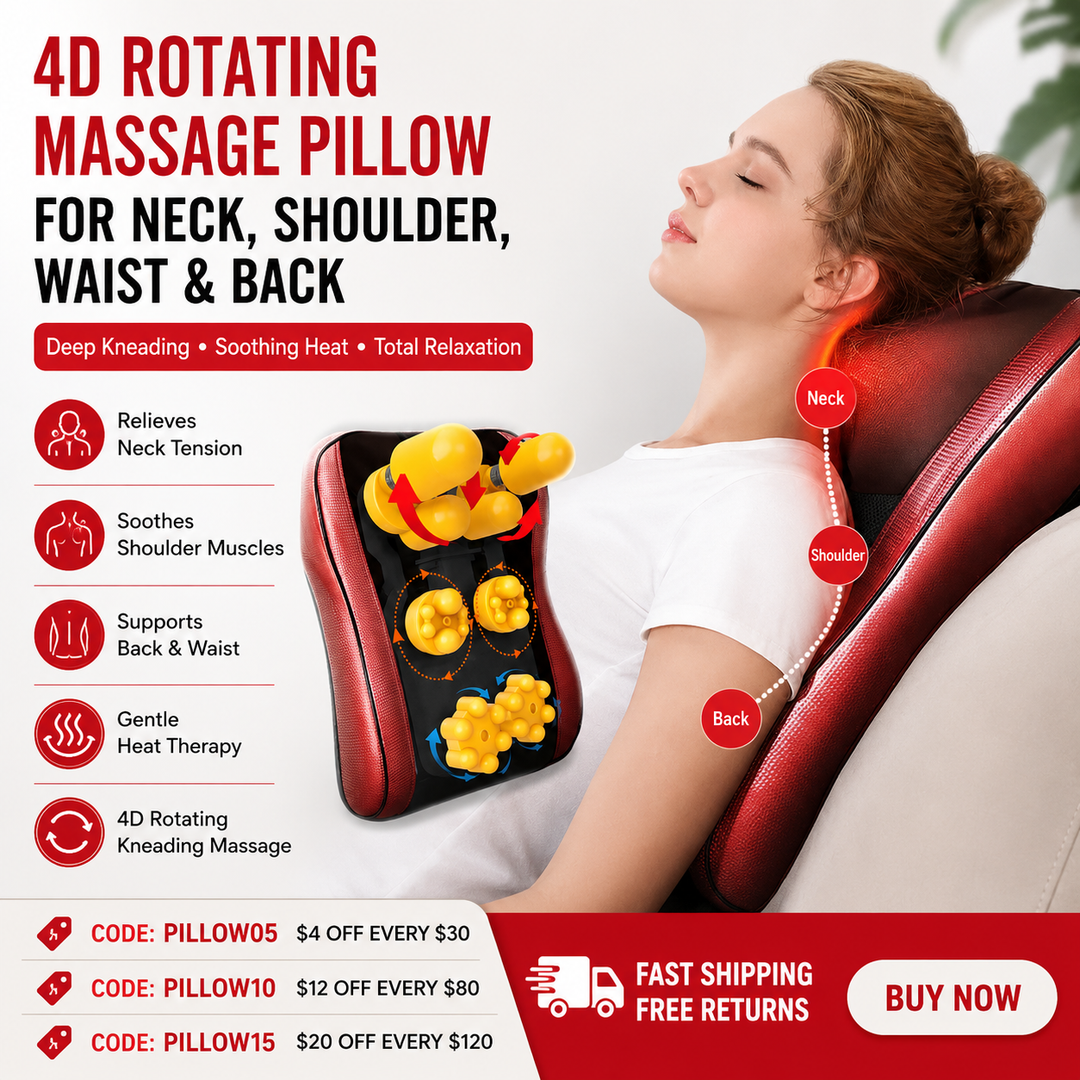 Premium Shiatsu Neck Back Massager Pillow Electric Massage Cushion Infrared Heat Deep Kneading 3 Speed Adjustable Car Home Use Relaxation Device