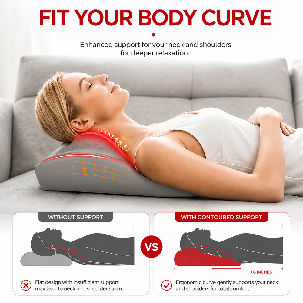 Premium Shiatsu Neck and Back Massager Electric 3D Kneading Massage Pillow for Neck Back Lumbar Pain Relief Home Office Portable Relaxation Device