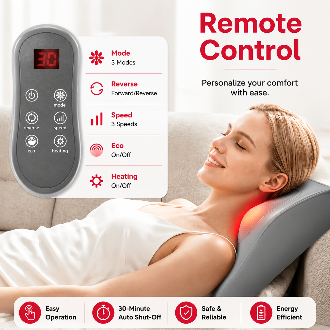 Premium Shiatsu Neck and Back Massager Electric 3D Kneading Massage Pillow for Neck Back Lumbar Pain Relief Home Office Portable Relaxation Device